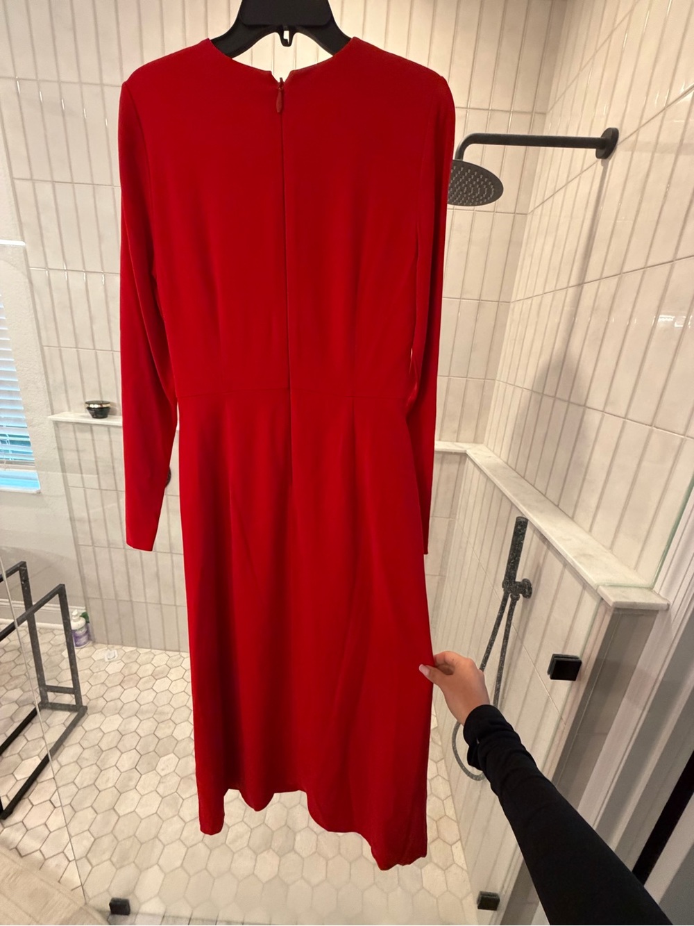 ANTONIO MELANI Red Long Sleeve Twist-Front Midi Dress - Picture 6 of 8